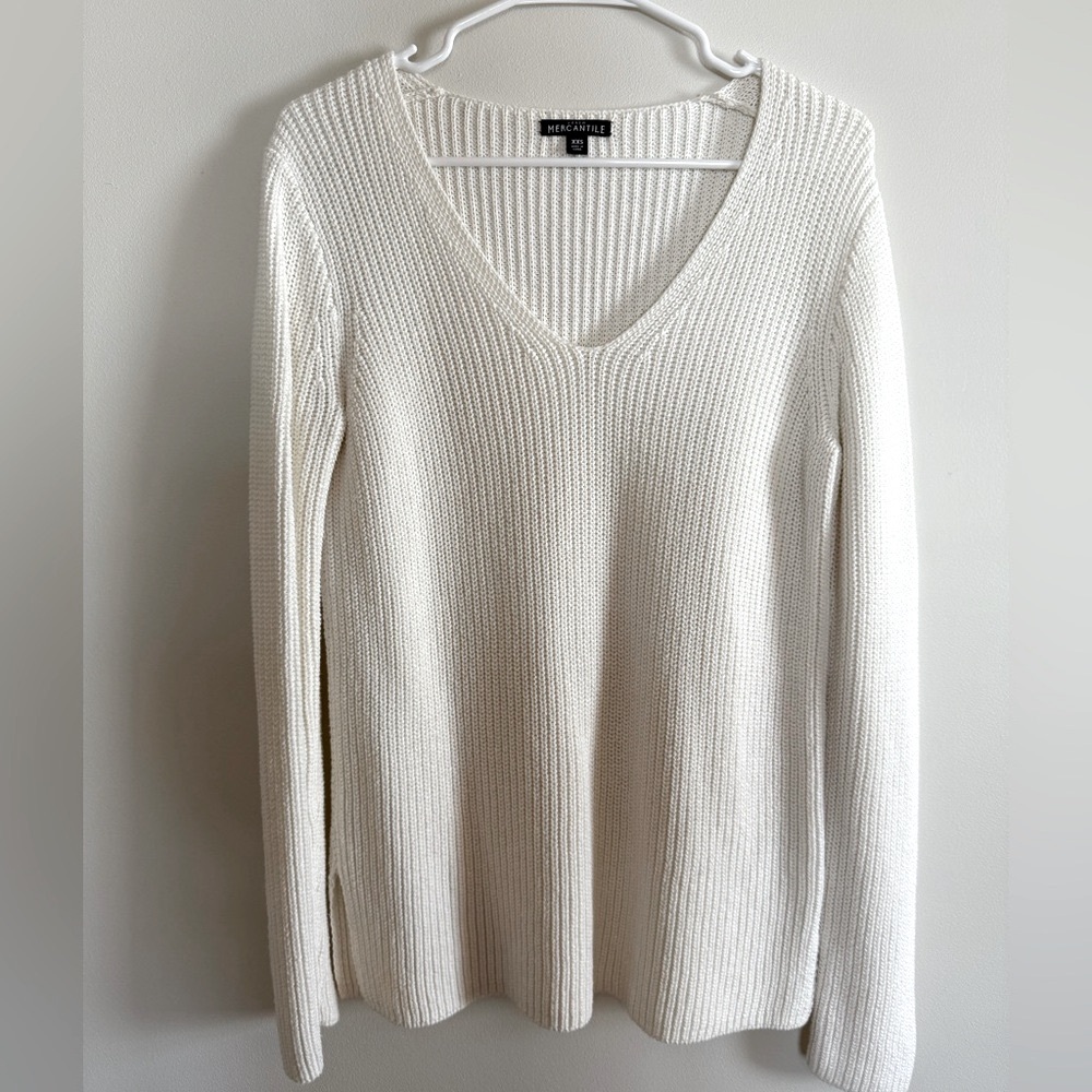 100% Cotton Women’s Green V-Neck Sweater by J. Crew Merchantile